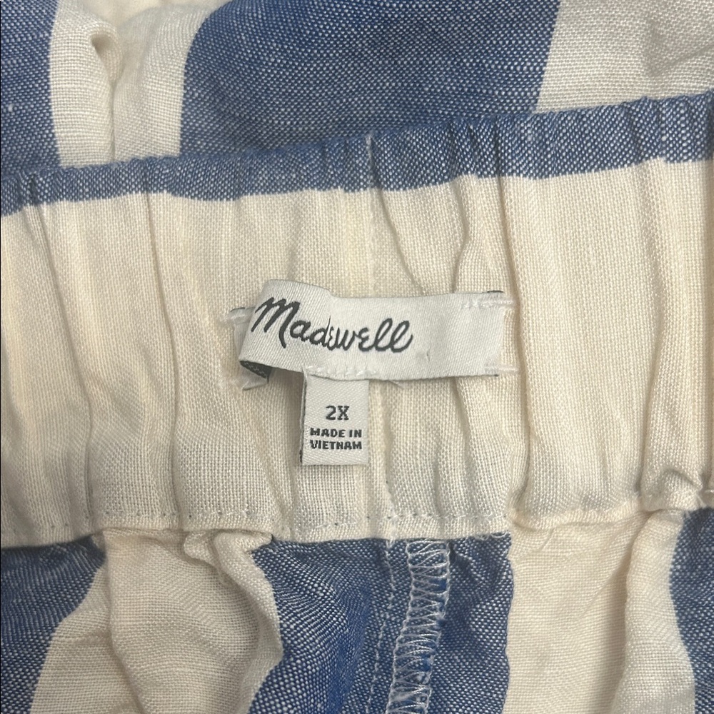 Striped Blue and Cream Wide-Leg Pants - Picture 9 of 14